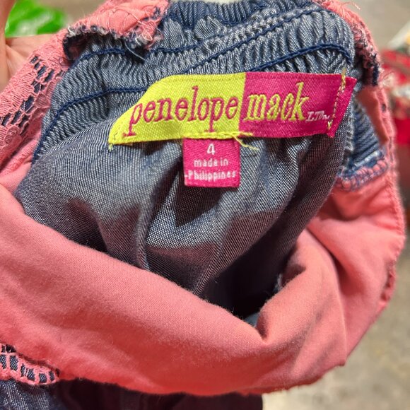 Penelope Mack Girls Sundress • Sz 4 • Denim Blue Skirt & Pink Lace Top • Holiday - Picture 5 of 5